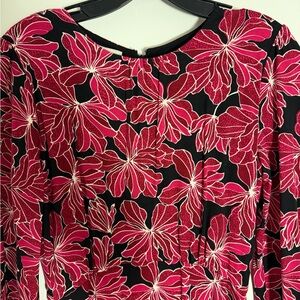 Chic Long Sleeve Floral Dress in Pink and Black